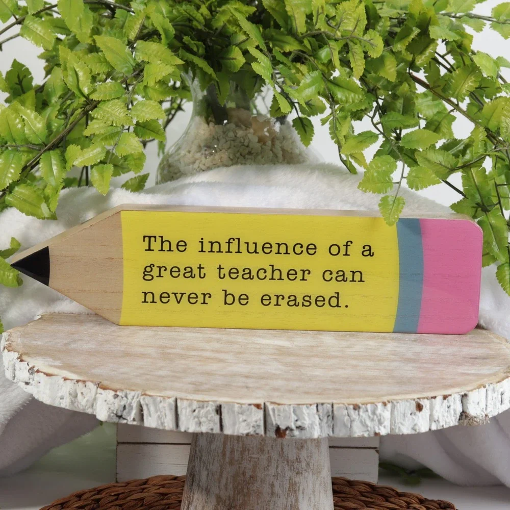 Wooden Pencil Teacher Desk Sign Influence Of A Teacher Quote Gift Decor